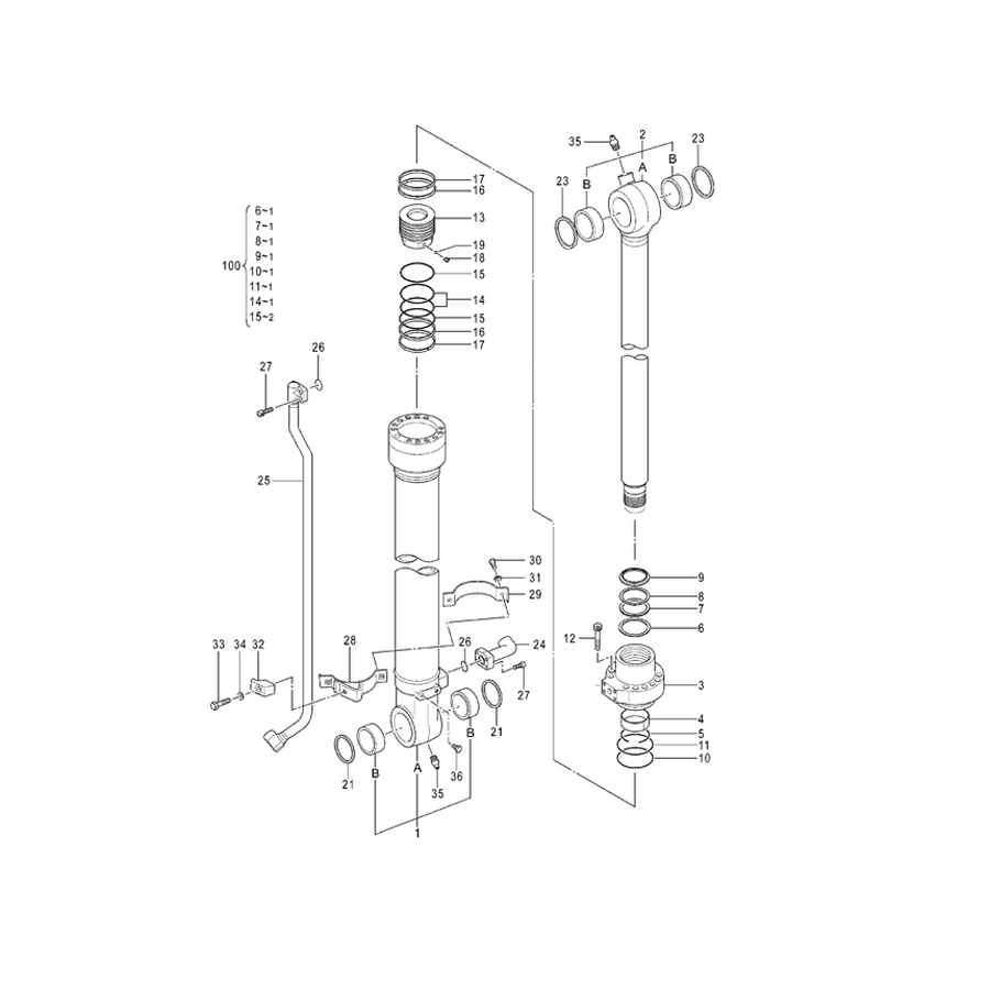Kompatibel mit Hitachi Bagger ZX200-3 ZX200-3G ZX200-3-HCMC Eimerzylinder Seal Kit 112306 ZX200-3,ZX200-3G,ZX200-3-HCMC