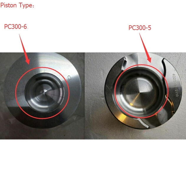 Perfekter Ersatz für Komatsu S6D108 S6D108-1 Motor PC300-5 PC300-6 Bagger - 6 Zylinder Kolben Set mit Ring PC300-5, PC300-6