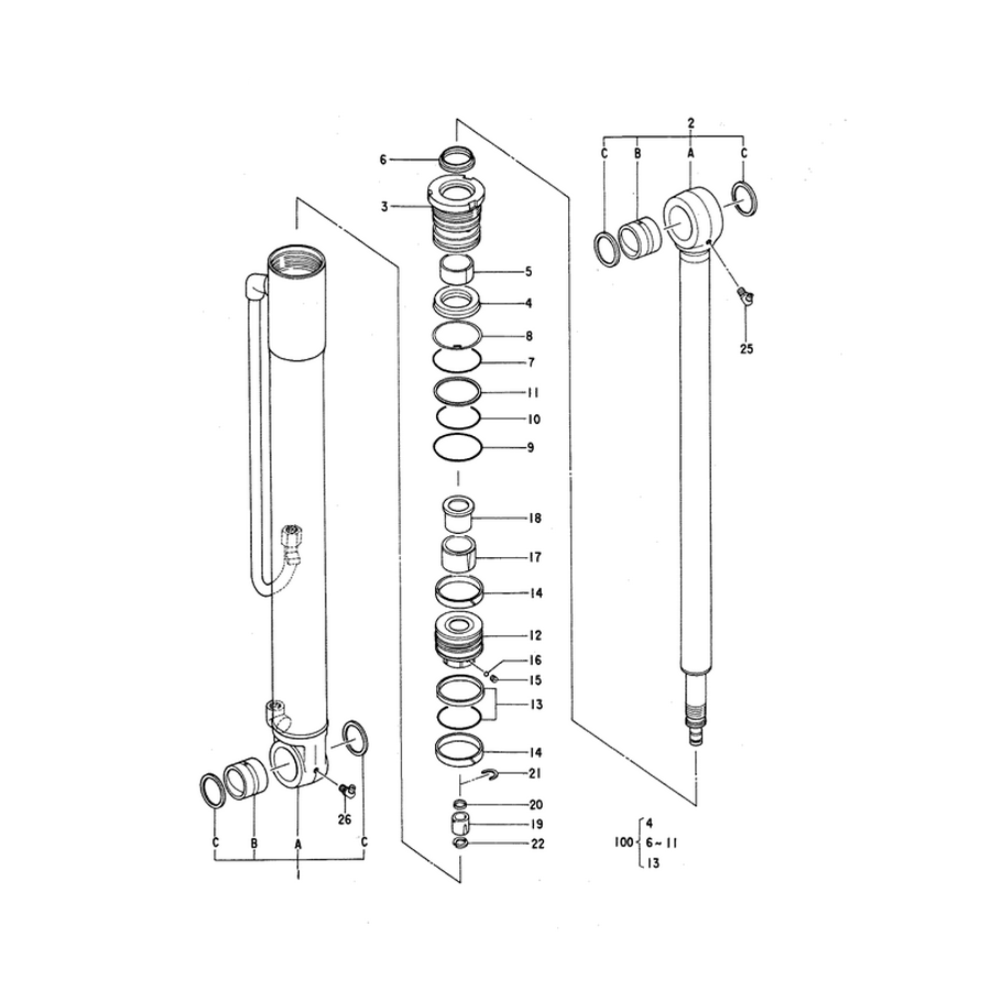 Kompatibel mit Hitachi Bagger ZX55UR Armzylinder Seal Kit 4340250