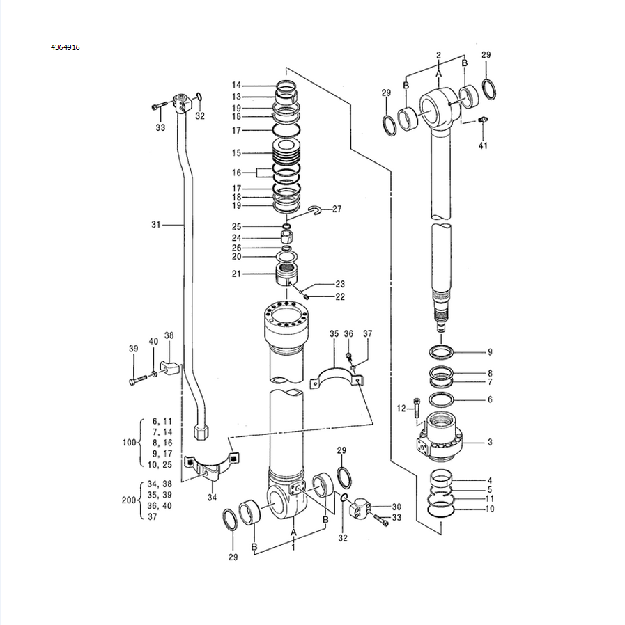 Kompatibel mit Hitachi Bagger ZX200 ZX200LC ZX210 ZX210LC ZX210LCH Armzylinderdichtungssatz 4364916 4448399 4477841 644 994 000 ZX200,ZX200LC,ZX210,ZX210LC,ZX210LCH