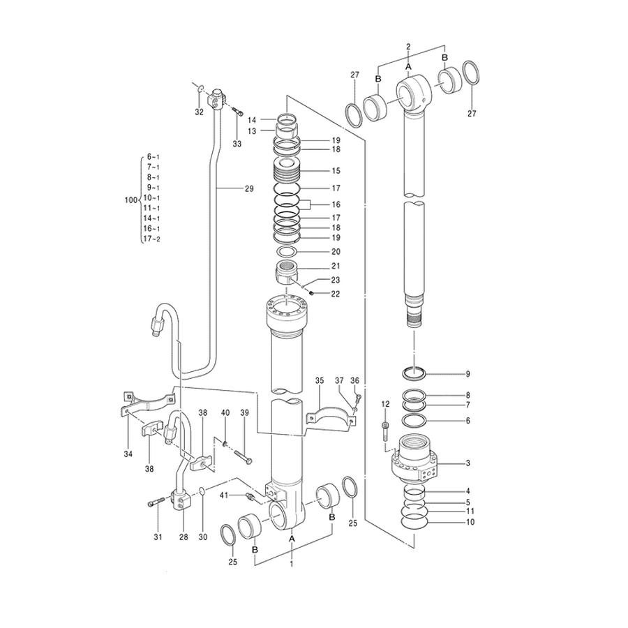 Kompatibel mit Hitachi Bagger ZX200-3 ZX210LC-3 ZX200LC ZX210W ZX240-AMS Boomzylinder Seal Kit 4661485 ZX200-3,ZX210LC-3,ZX200LC,ZX210W,ZX240-AMS
