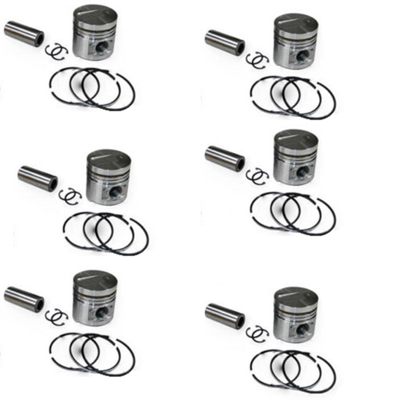 Perfekt für Mitsubishi S6E S6E2 Gabelstapler - 6 Zylinder Kolben Set mit Ringen passen