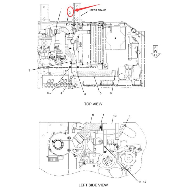 Caterpillar CAT E312C 312C 314C Bagger 3064 Motor - Luftschlauch 190-5851 1905851 312C, 312C L, 314C CR, 314C LCR