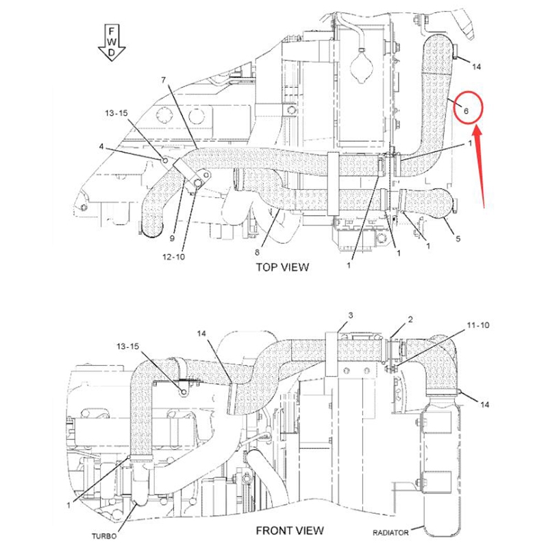 Funktioniert gut mit Caterpillar CAT E307D 307D E307E 308D Minihydraulisch Bagger 4M40 Motor - Luftschlauch 311-7438 E307D, 307D, E307E, 308D