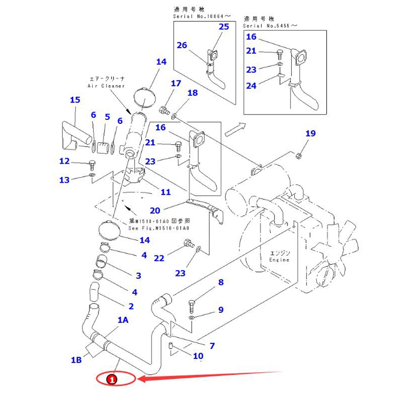 Kompatibel mit Komatsu PC75UU-2 PC75UD-2 PC75UD-2E PC75UU-2E Bagger - Motoranschluss Schlauch 21W-01-21330 21W0121330 PC75UU-2, PC75UD-2, PC75UD-2E, PC75UUU-2E