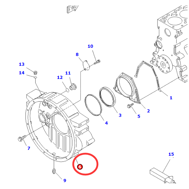 Ma?geschneidert für Komatsu Motor SA6D102E-1 Motorgrader GD555-3A - Flywheel Geh?use 6735-21-4130 6735214130 SAA6D102E-2AA-8 SA6D102E-1G SA6D102E-1-GD GD555-3A, DCA-125SSK,EGS120-8