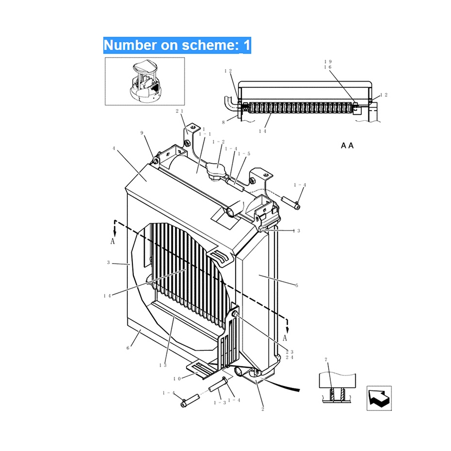 Kompatibel mit Geh?usebagger CX36B CX31B Wassertank Radiator Core ASS'Y PW05P00027F1 PW05P00027S001 CX36B,CX31B