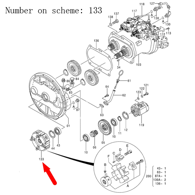 Kompatibel mit Hitachi Bagger MA200 Pumpenkopplung Assy 4671573 4641504 4671573 4641504