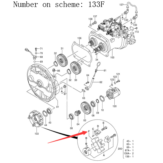 Kompatibel mit Hitachi Bagger ZX250-AMS ZX250H-3G ZX250K-3G Haupthydraulik Pumpenkopplungselement 4463994 ZX250-AMS,ZX250-HCME,ZX250H-3G,ZX250K-3G,ZX250LC-3G