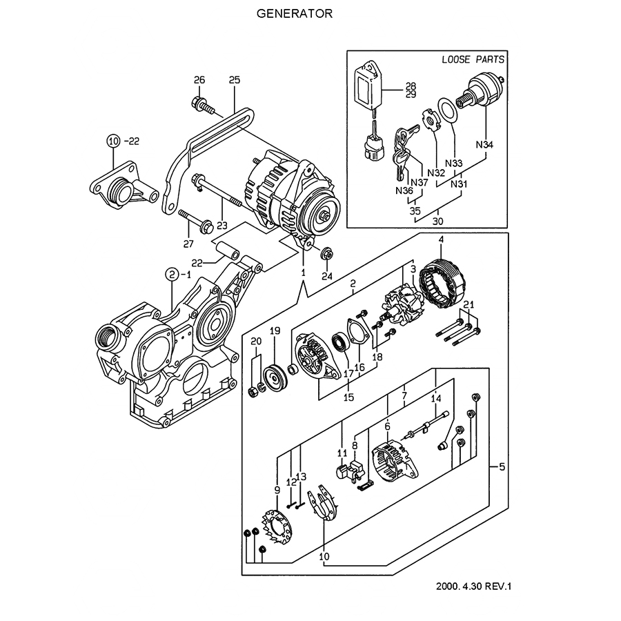 Kompatibel mit Hyundai R55-3 R55W-3 HSL610 Alternator 119836-77200 119836677200 R55-3,R55W-3,HSL610