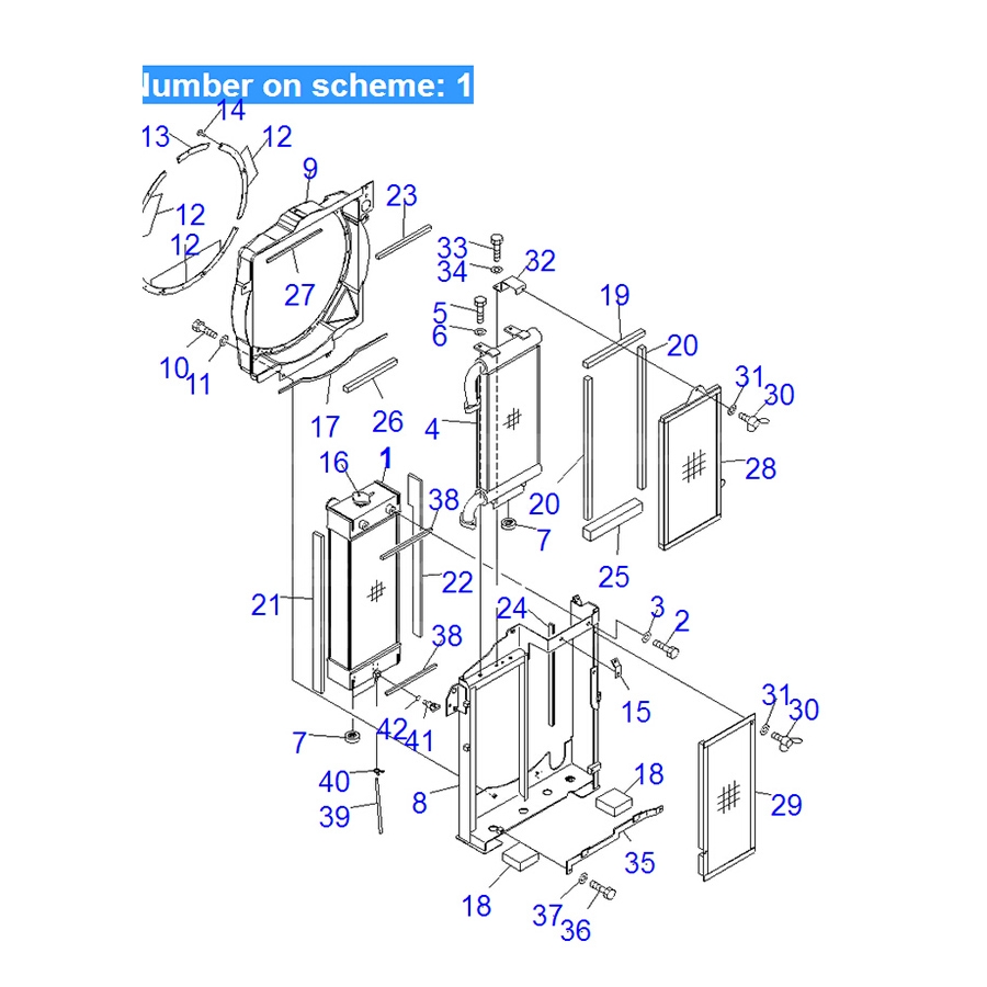 Kompatibel mit Komatsu Bagger PC78US-6 Water Tank Radiator ASS'Y 21W-03-42110 21W0342110