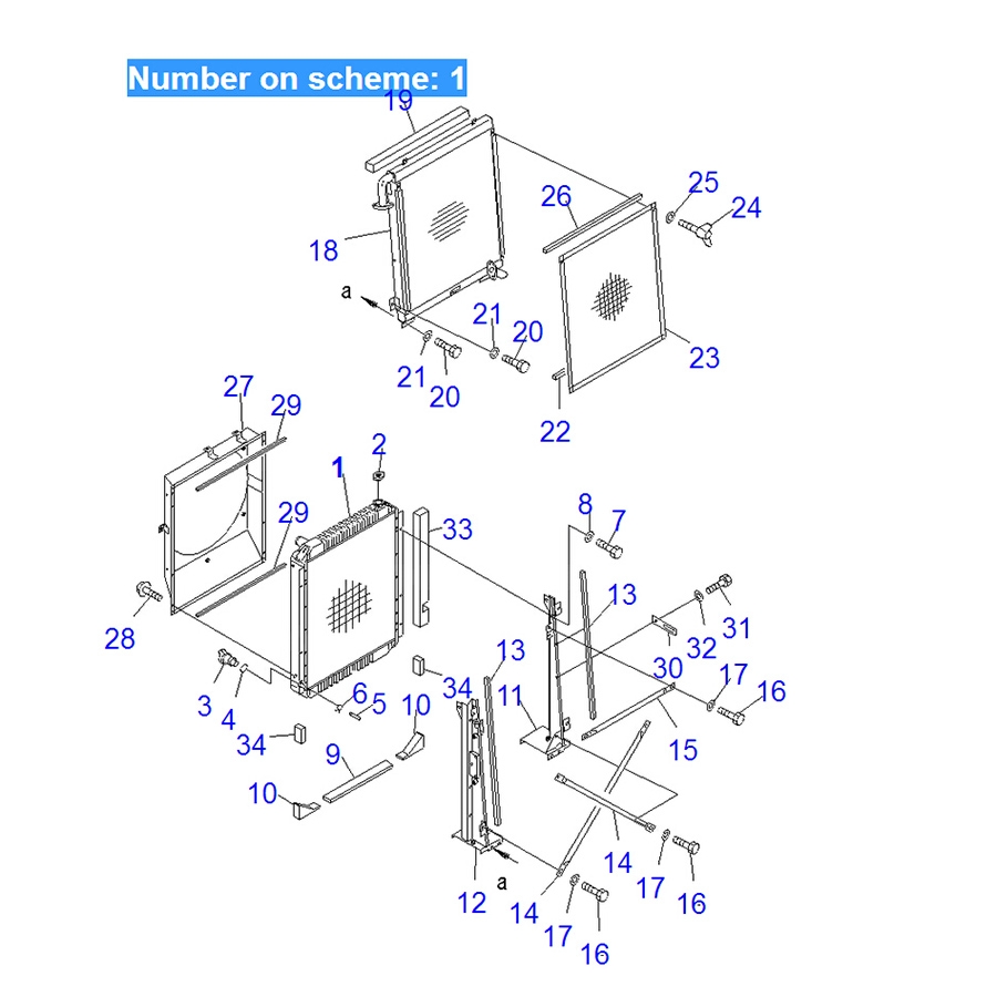 Kompatibel mit Komatsu R350JG-1 PC200-6 PC210-6 Water Tank Radiator ASS'Y 206-03-61410 2060361410 BR350JG-1,PC200-6B,PC200EL-6K,PC200EN-6K,PC200LC-6,PC200LC-6LE,PC200LL-6,PC210-6,PC210-6K,PC210LC-6K