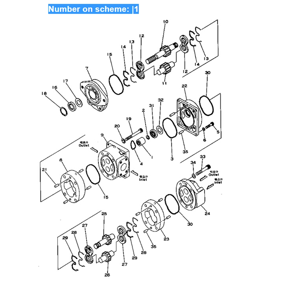 Kompatibel mit Komatsu Radlader 505-1 507-1 W20-1 W30-1 Hydraulische Pumpe 705-51-21000 705-51-21040 7055121040 505-1,507-1,W20-1,W30-1