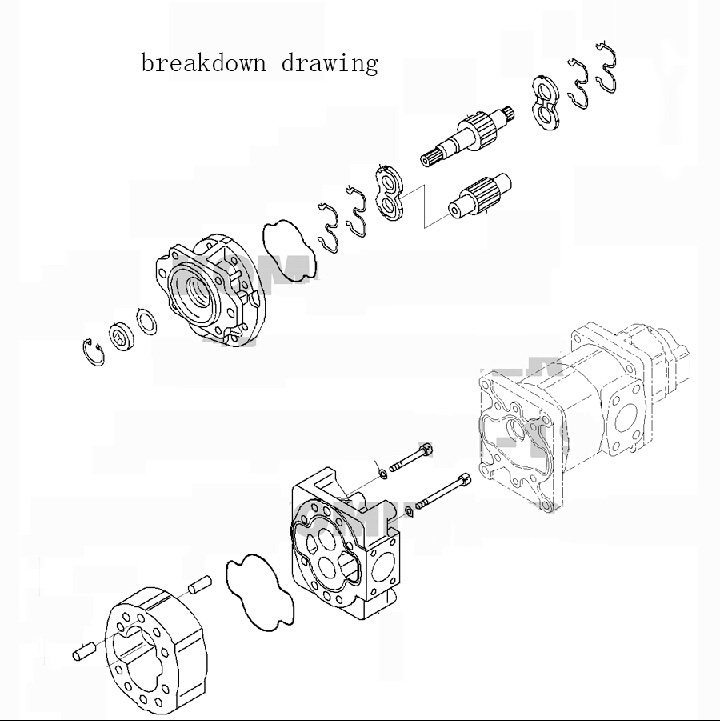 Kompatibel mit Komatsu Radlader WA250PZ-6 WA250-6 Hydraulik ?lpumpe 705-56-36082 705-56-36080