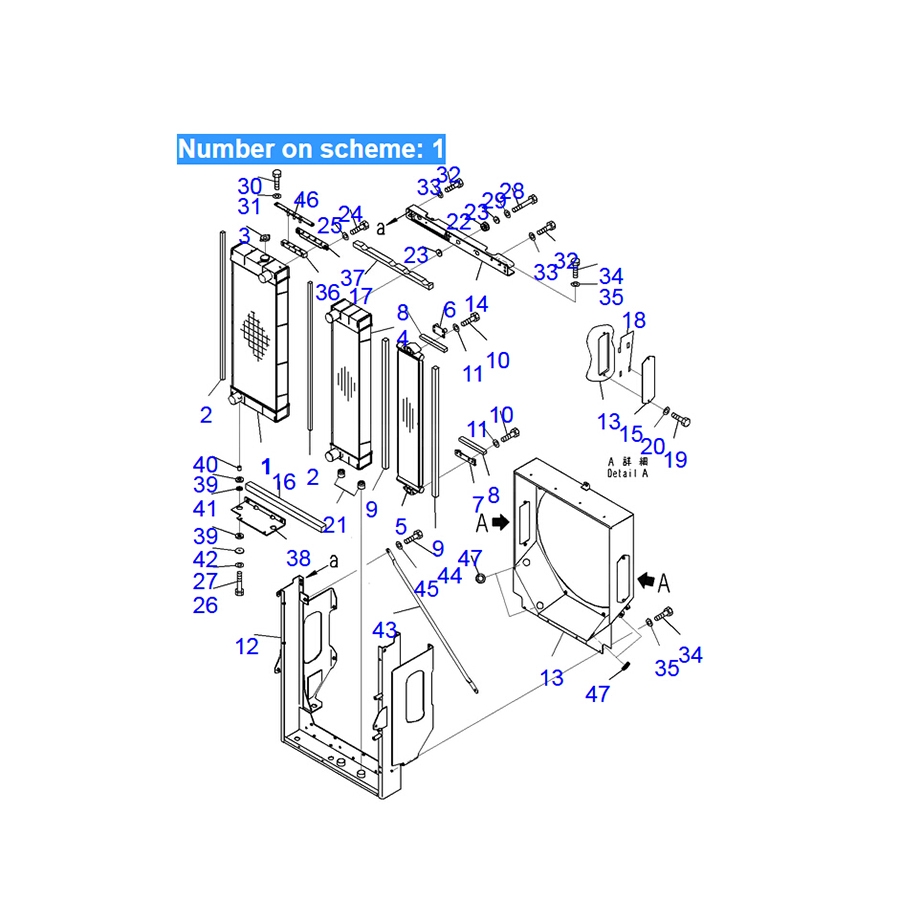 Kompatibel mit Komatsu Radlader WA380Z-6 Water Tank Radiator ASS'Y 423-03-41440 4230341440