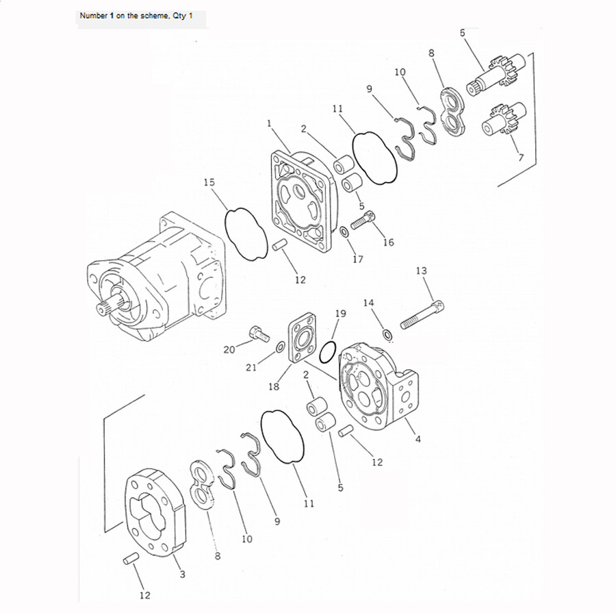 Kompatibel mit Komatsu Radlader WA450-1 WA450-2 WA470-1 545 Hydraulikpumpe 705-52-20240 WA450-1,WA450-2,WA470-1,545