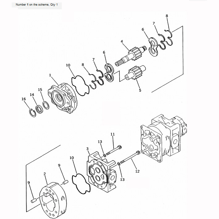 Kompatibel mit Komatsu Radlader WA600-1-A Hydraulikpumpe 705-56-44000 705-56-44001 705-56-44010
