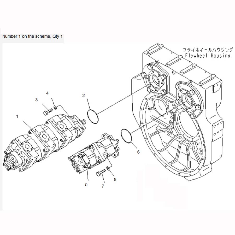 Kompatibel mit Komatsu Radlader WA600-3 WA600-3D Wasserpumpe 705-56-47000 7055647000