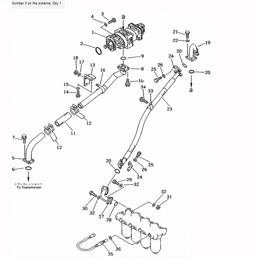 Kompatibel mit Komatsu Radlader WA700-1 WA700-1L SAR160+28+20 Pump Ass'y 705-56-43010 7055643010