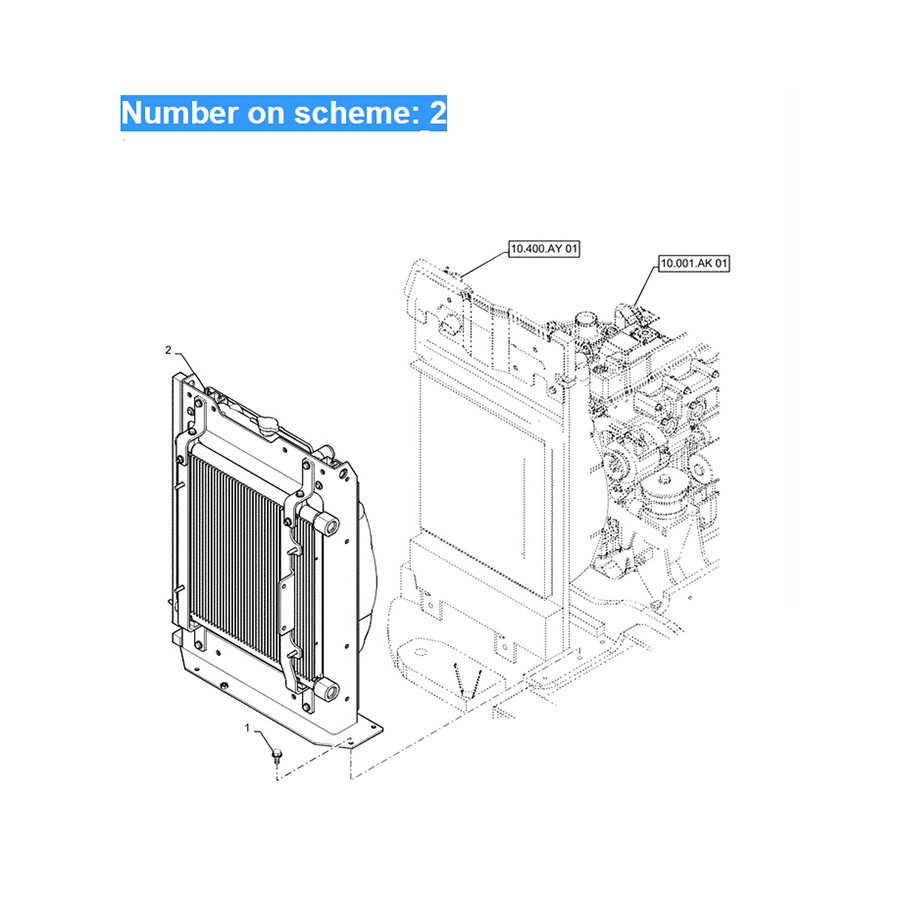 Kompatibel mit New Holland Bagger E55BX Water Tank Radiator Core ASS'Y PS05P00002F1