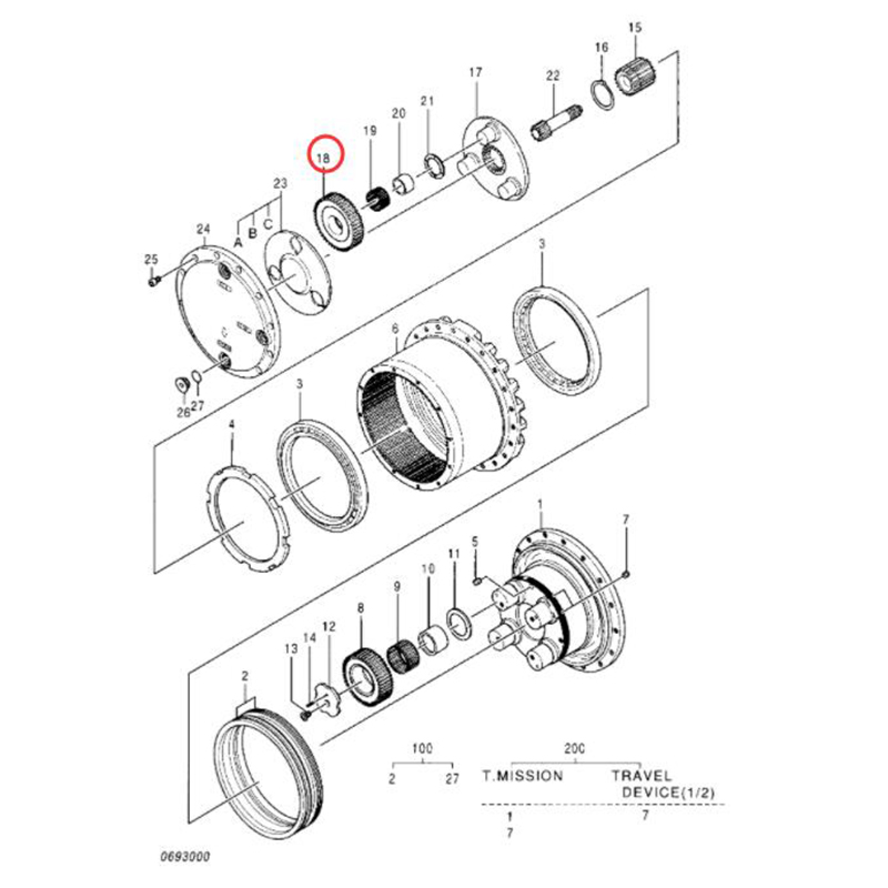 Funktioniert gut mit Hitachi Bagger EX150LC-5 - Gear 0693012