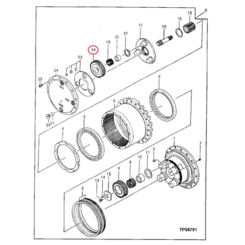 Ingenieur für John Deere John Deere Bagger 160LC EX160LC-5 - Gear 0693012 693009 4045TP053 4045TT055 160LC, EX160LC-5