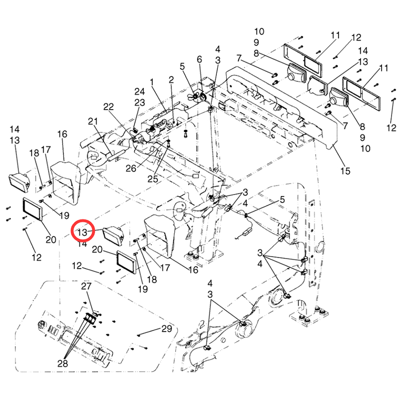 Speziell für New Holland Skid Steer Loader C190 L120 LS190.B LT190.B LX465 - Lampe 86501306 9844417 9844418 86533428 WL-4038 WL4038 WL4038 C175,C185,C190,L120,L125,L140,L150,LS170,LS180,LS180,LS180,LS185,L250,L255,L465,L865,LS120,LS125,LS140,LS150,LS160,L