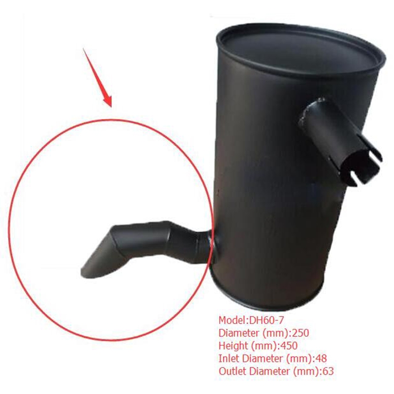 Kompatibel mit Doosan Bagger DH60-7 Inlet Durchmesser 48 mm - Muffler Silencer