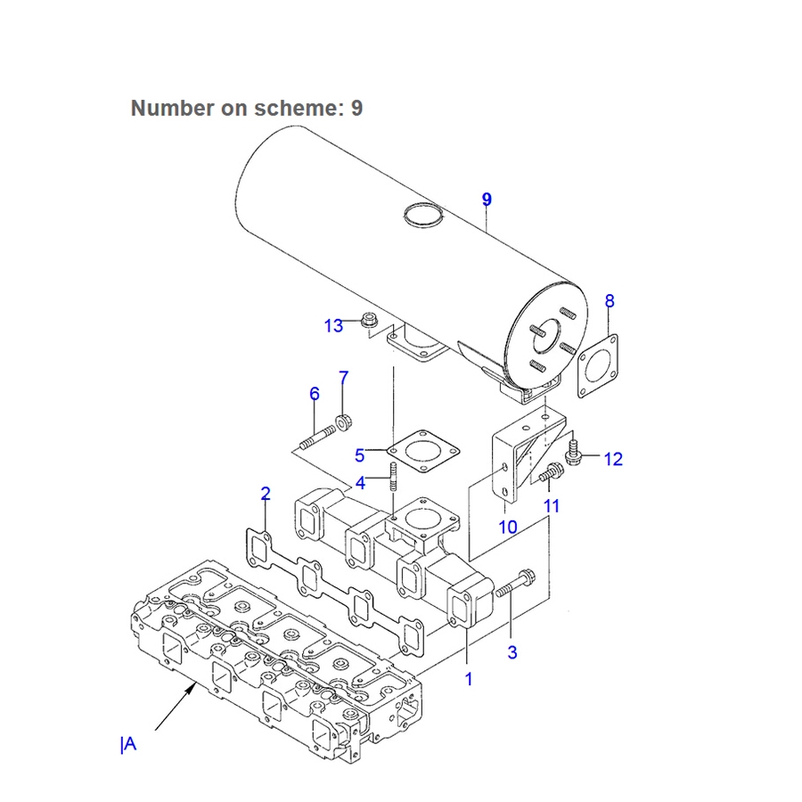 Passend für Komatsu Bagger PW75R-2 PW75-1 PC75R-2 PC75-1 - Muffler Silencer YM129981-13500 YM12998113500 PW75R-2,PW75-1,PC75R-2,PC75-1