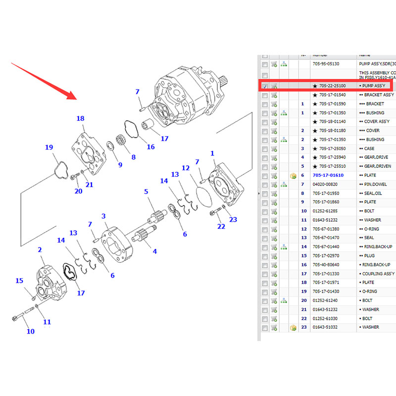 Geeignet für Komatsu Dump Truck HM300-2 HM300-2R HM250-2 - Pumpenmontage 705-22-25100 7052225100 HM300-2,HM300-2R,HM250-2