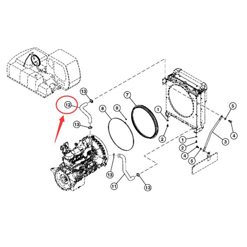 Auf John Deere Bagger abgestimmt 180 - Radiator Schlauch 4678767