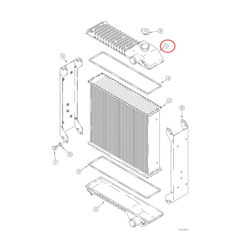 Hergestellt für New Holland Loader LV80 U80 - Reservoir Radiator Assembly 175161A1 LV80, U80