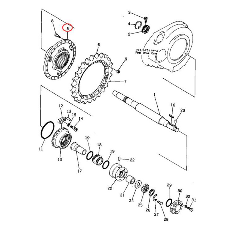 Funktioniert gut mit Komatsu Dozer D85A-21 D85A-18 D80A-18 D80P-18 D85P-18 D85E-18 - Kettenradhub 154-27-12131 1542712131 D85A-21-E, D85A-21, D85A-21A, D85A-18, D85A-21B, D80A-18, D80E-18, D80P-18, D85P-21-EP, D85P-18, D85P-21, D85P-21-E, D85P-21A, D85P-2