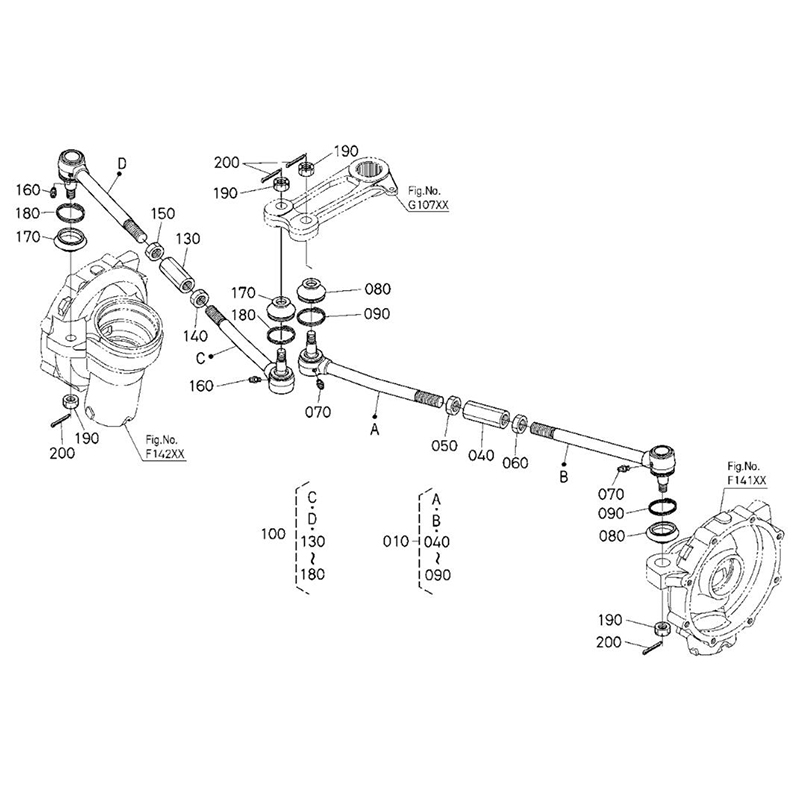 Engineered for Kubota Traktor L2501D L2501H L3200DT L3301DT L3301H L3800DT L3800H L3901DT L3901H - Tie Rod TC420-13740 TC420-13740 TC220-13740 TC22013740 L2501D, L2501H, L3200DT, L3200H, L3301DT, L3301H, L3800DT, L3800H, L3901DT, L3901H, L2800DT/HST, L340