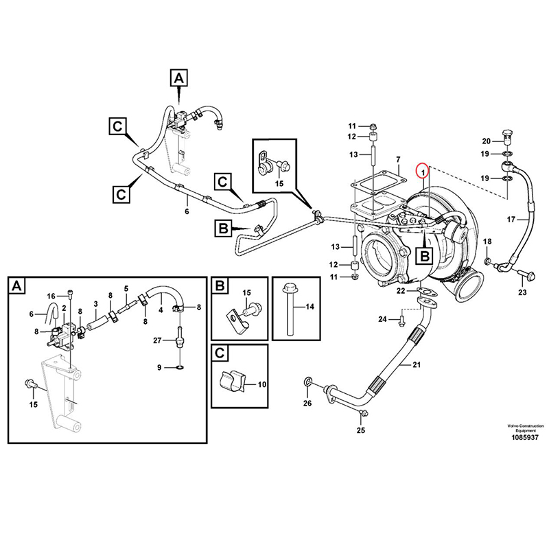 Auf Volvo Engine D16 Bagger EC900 EC950E gebaut - Turbolader VOE17352322 EC900, EC950E