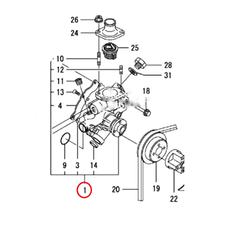 Passend für Yanmar Motor 3D70E-5 3TNV70 - Wasserpumpe 119517-42000 11951742000