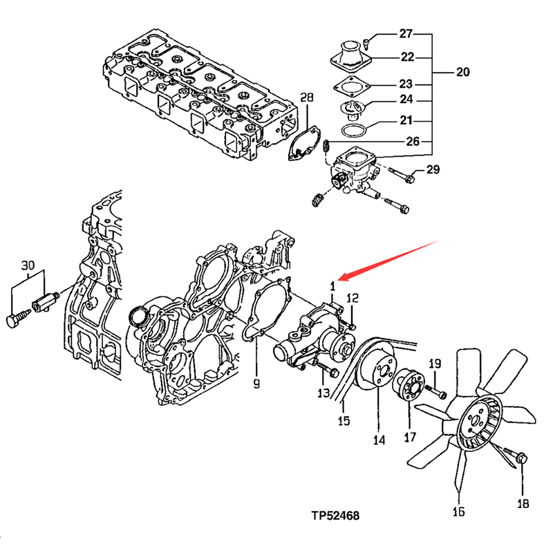 Direkter Ersatz für John Deere 244H 244K 244K-II 304H 344K Lader 80 Bagger - Wasserpumpe MIA883816 MIA880042 AT211770 AT183061 244H,244K-II,304H,344K,80