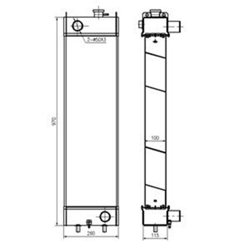 Speziell für Komatsu PC138US-2 PC128US-2 - Water Tank Radiator 22B-03-12111 22B-03-12110 22B0312111 22B0312110 PC138US-2, PC128US-2