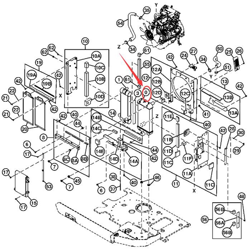 Hergestellt für John Deere Bagger 75D 85D - Wassertank Radiator 4668185 75D, 85D