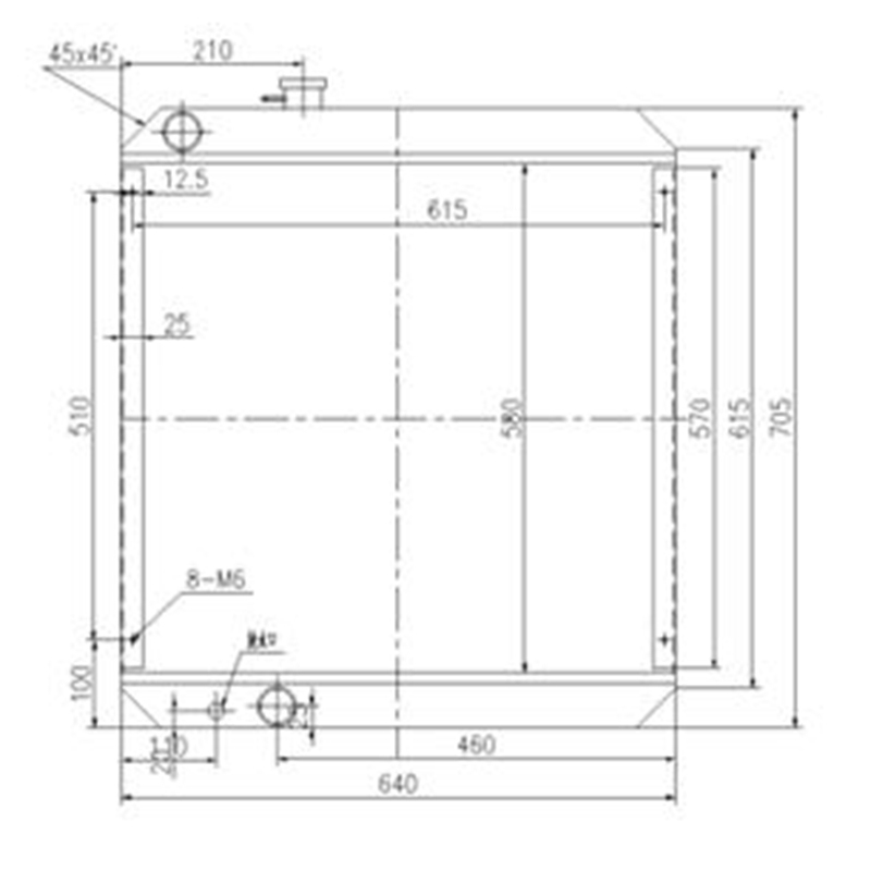 Funktioniert gut mit Komatsu Bagger PC120-5K PC150HD-5K - Wassertank Radiator Assy 203-03-59610 2030359610 PC120-5K, PC150HD-5K