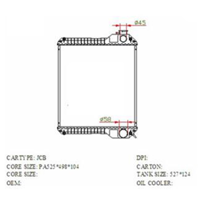 Hergestellt für JCB-004 525*500*104mm - Water Tank Radiator Core Assy