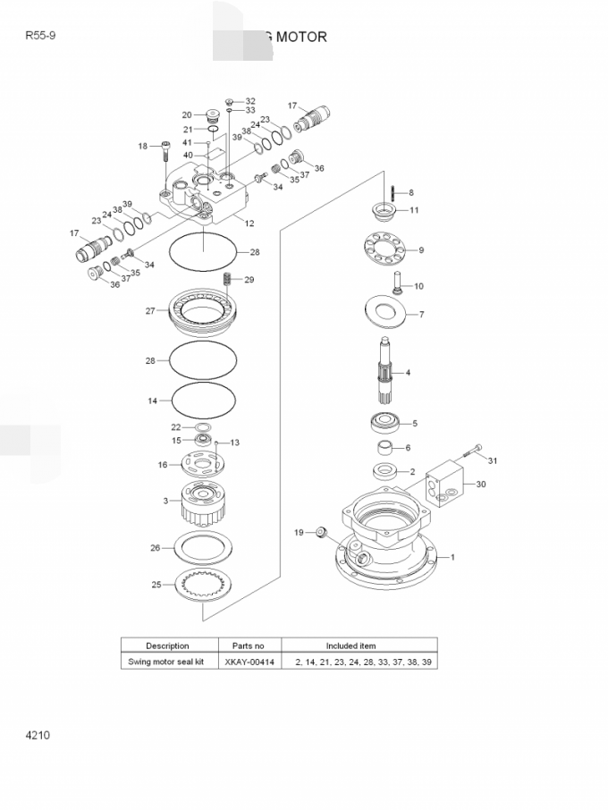 Kompatibel mit Yellow Hydraulic Swing Motor für Baggerteile Swing Motor R55-9 R55W-9 31M9-10130